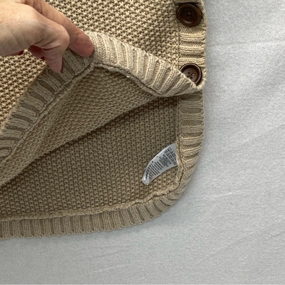 Aspen Kids Size M Tan Knit Turtleneck Poncho Sweater w/Buttons Faux Fur Trim - Picture 7 of 15